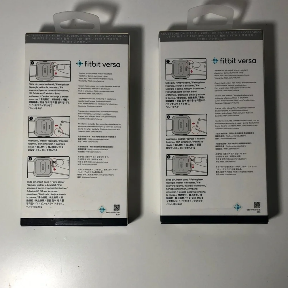 NWT Two New Unisex Fitbit Versa Classic Soft Silicone Bands in White, Size Large